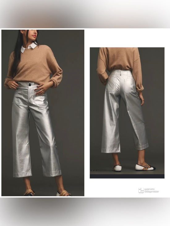 Maeve Pants - Maeve Metallic Women’s High Rise and Cropped wide Pants size 27